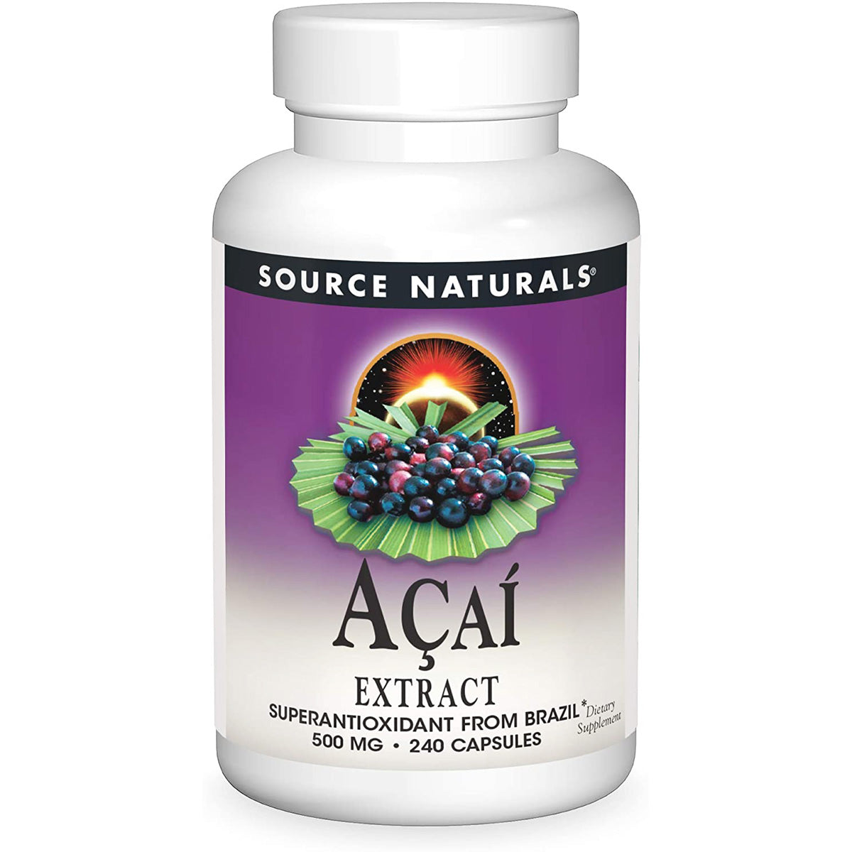 Acai Extract 500 mg 240 Vegetarian Capsule Threshold Source Naturals SN2322